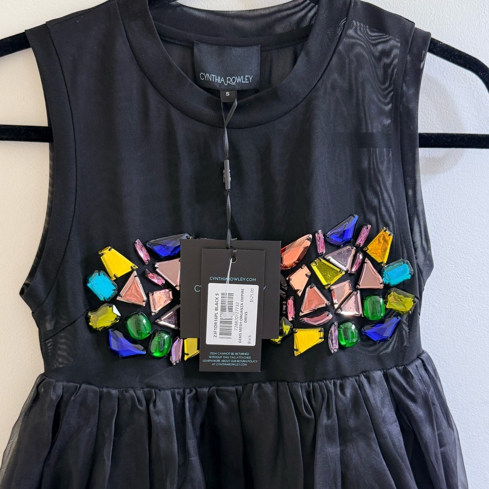 💎Cynthia Rowley Jewel Cascade Organza Mini Dress with Sheer Top – Size Small NWT - Picture 11 of 14